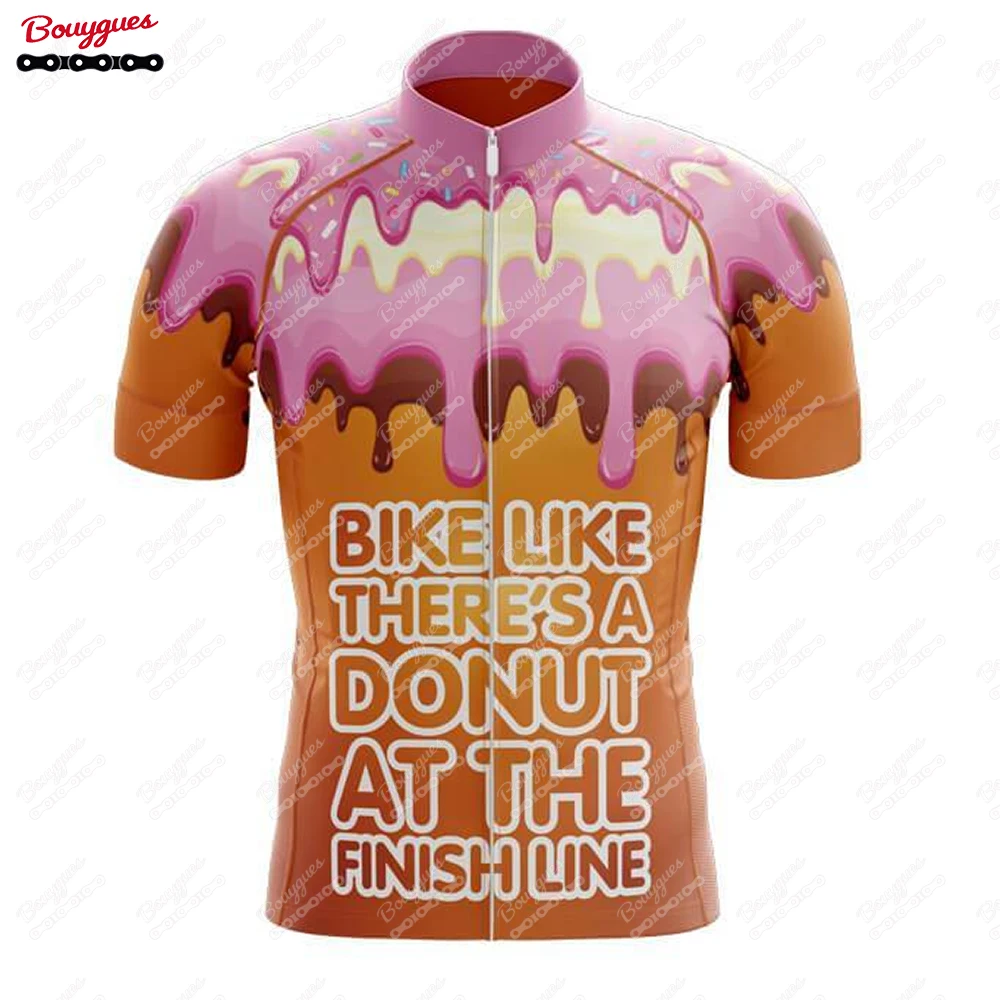 thumbnail image 1 of Maillot de ciclismo Donut Give Up para hombre, manga corta, reflectante, para ciclismo de montaña, para descenso, equipo profesional, novedad de verano, 1 of 5