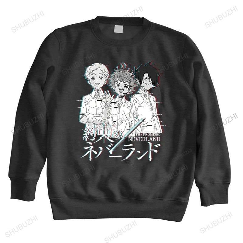 

Men Cotton long sleeve autumn Brand black hoodies Classic The Promised Neverland Fashion Unisex High Quality hoodie Euro Size