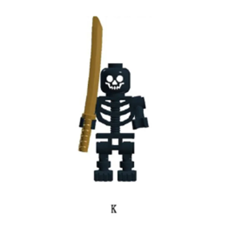 MOC Medieval Military Skeleton Corps Series Soldiers Army Building Block Weapons Spear Sword Accessories Brick Kids Toys Gift 5