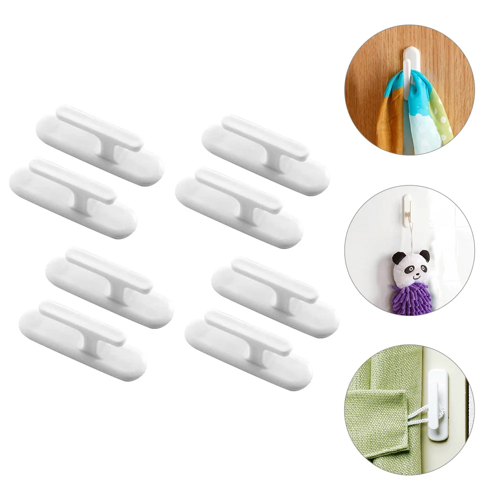 

8 Pcs Curtain Hook White Curtains Blind Cord Winder Holder Rope Clip Abs Window Adhesive Miss