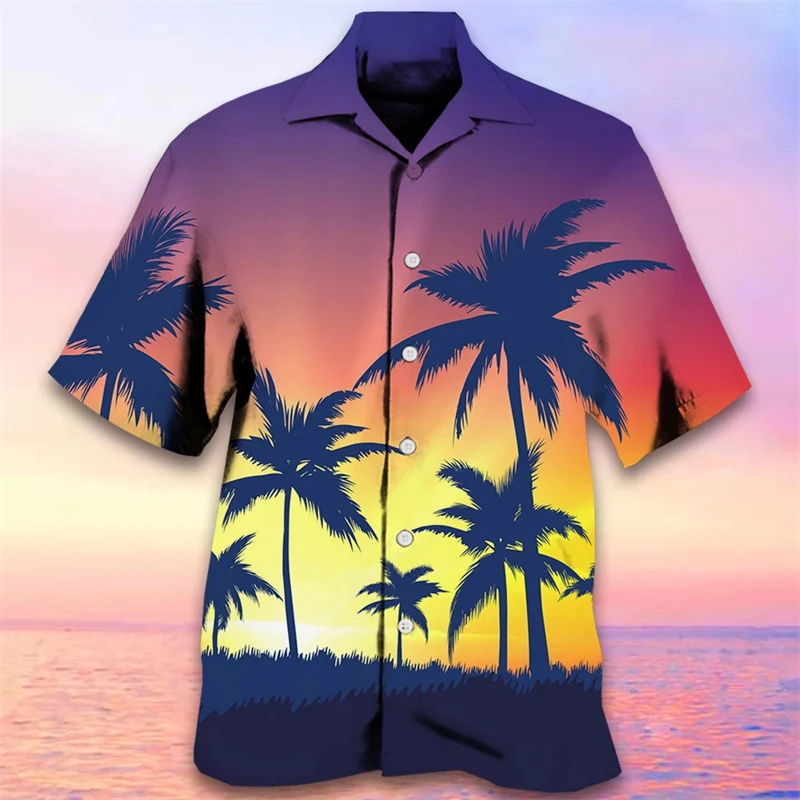 thumbnail image 1 of Camisas hawaianas para hombre, estampado tribal de árbol de coco en 3D, ropa para hombre, ropa deportiva holgada de gran tamaño, camisa de manga corta de diseñador callejero, 1 of 5