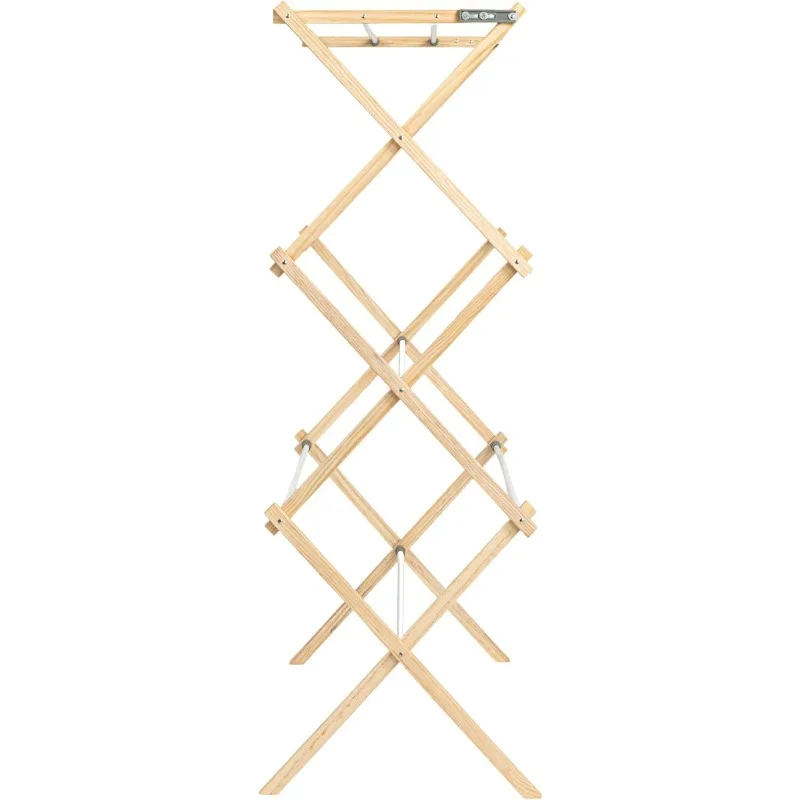 Clothes Drying Rack, Stabile Wood Frame with Slanted Feet, 23.8 Feet of Hanging Space, Ready to Assemble, Flat Top, Natural 5