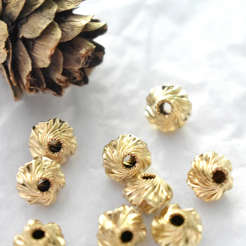 14 Karat Gold gefüllte Geometrie-Perlen, Abstandshalter, Kürbisperlen für Schmuckherstellung, DIY-Zubehör, hypoallergenes Schmuckzubehör – Detail 21