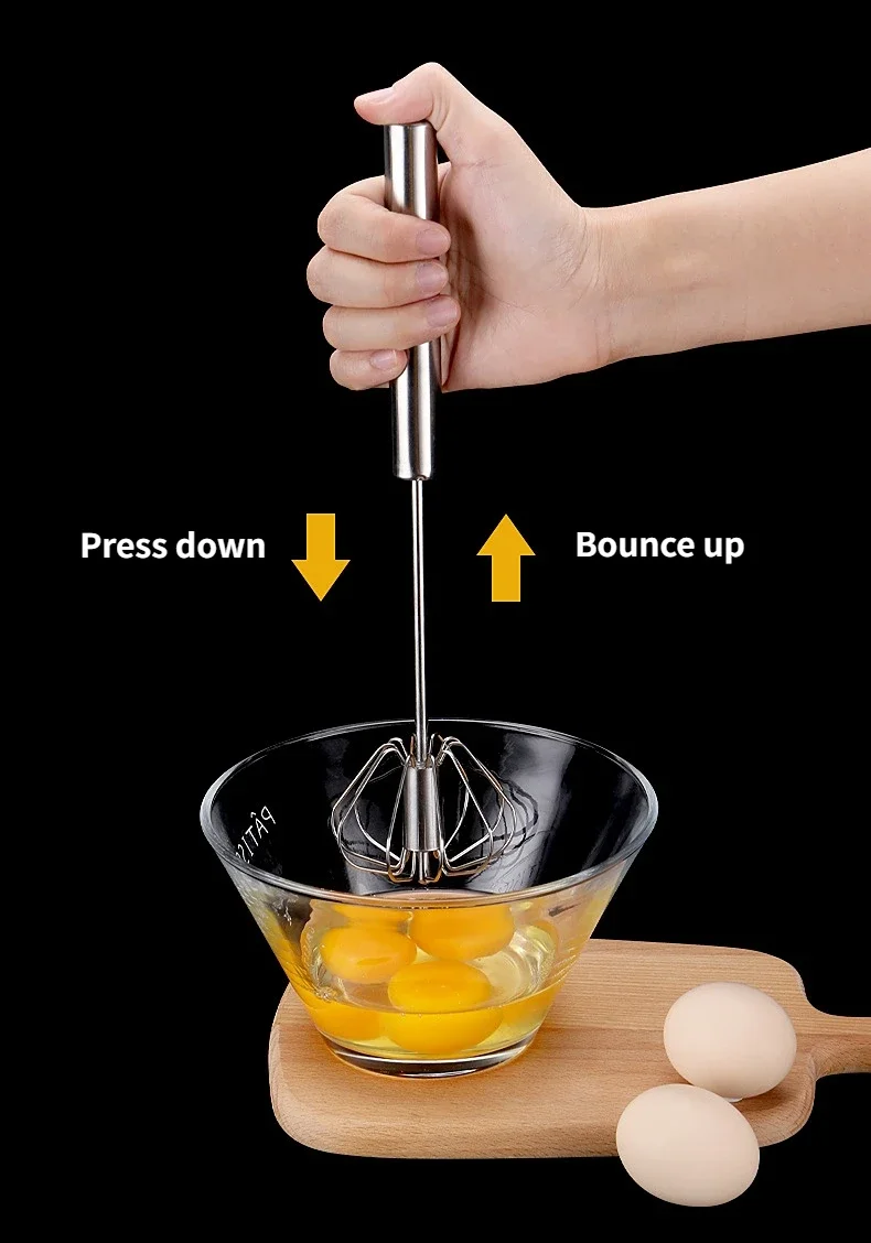 Description Picture 4 of itemStainless Egg Beater Semi-Automatic Egg Tools Egg Stiring Cream Whisk Manual Mixer Household Kitchen Baking Accessories