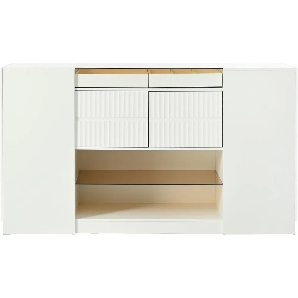 Modern Armoire Bedroom Island with Drawers Glass Top, Multi-Function Closet Island with 6 Drawers,Wooden Closet Storage Cabinet 6