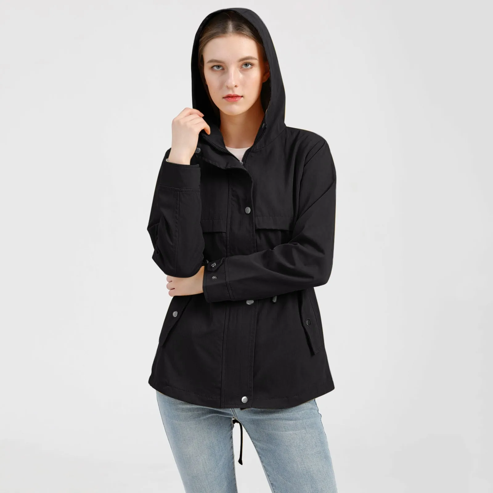 Winter Jacket Cotton Warm Puffer Coat Women Simple Casual Parkas With Lining Plush Hooded Trench Outwear Women's Clothes