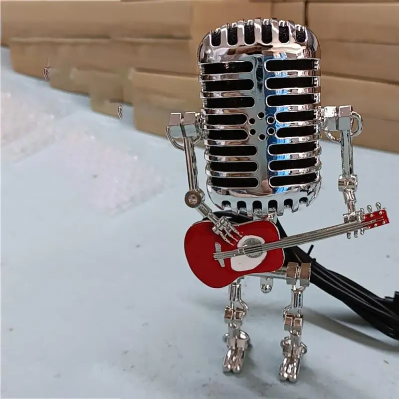 Standalone Retro Microphone Robot Lamp Metal Microphone Robot Guitar