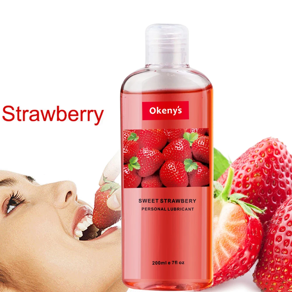 200ml Strawberry Flavor Edible Lubricant for Anal Vaginal Oral Sex Silicone Lubricating Oil Adult Sex Products Body Massage Gel sex lubricant massage oil