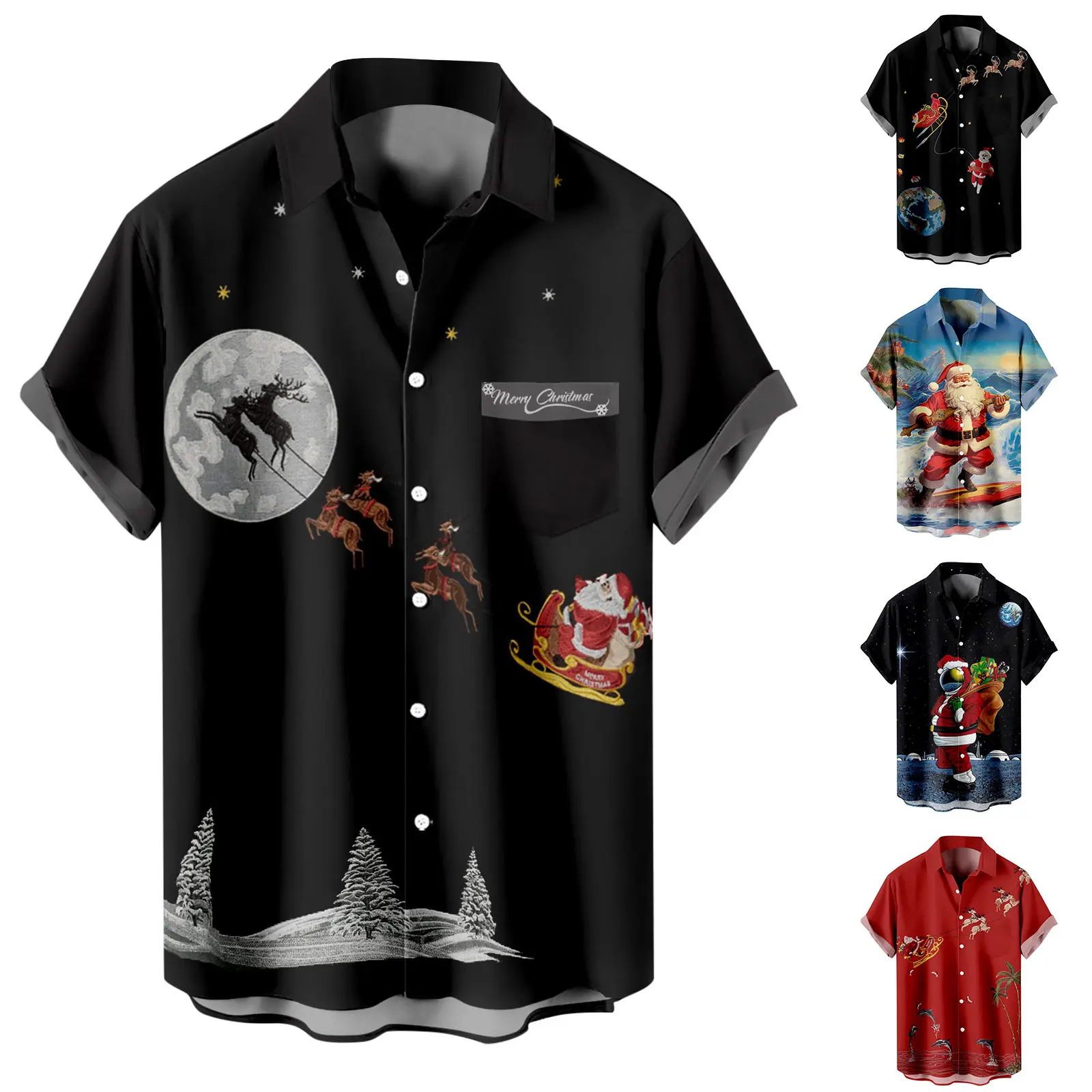 

Men Casual Short Sleeve Autumn Winter Christmas 3D Printed Shirts Camisas De Hombre Print Camisa Social dress shirt Ethnic