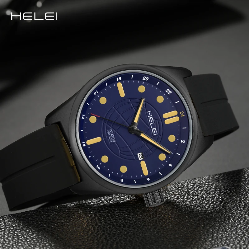 HELEI2024 Men's Quartz Watch Vintage Dial Quartz Watch Strap Men's Luxury Watch Men's Quartz Wristwatch Gift For Men
