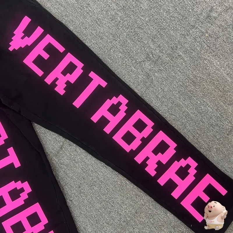 Vertabrae 스웻팬츠 남녀공용 핑크 레터 프린트 바지, 조거 스웨트 팬츠, 테리 바지, 힙합, 최고 품질, 신제품