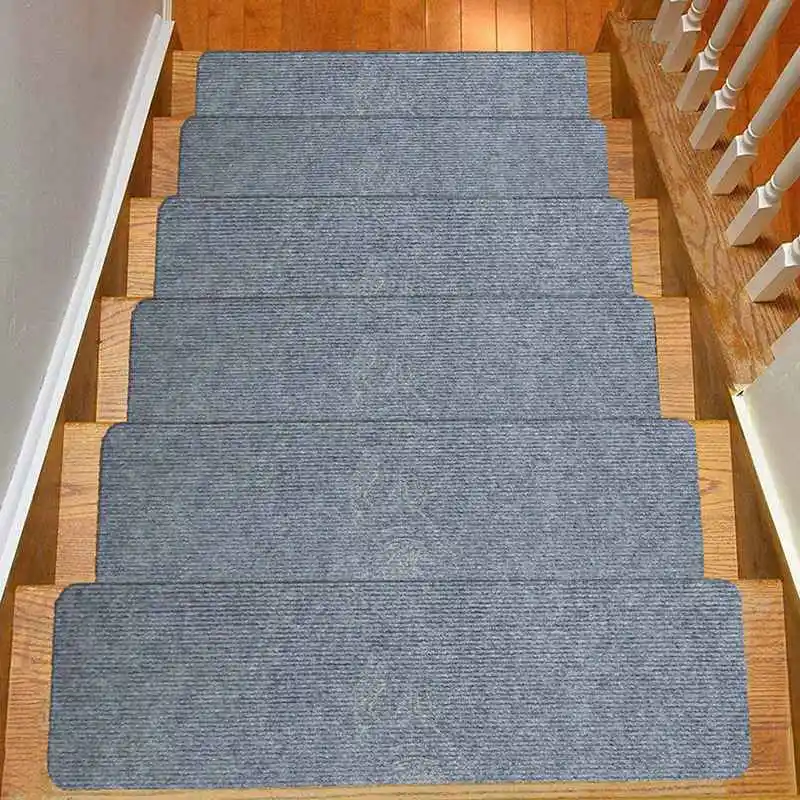 

Home Stair Mat Carpet Mat Non-Slip Foot Mat Hotel Decoration Glue-Free Self-Adhesive Striped Stair Step Mats Floor Cushion
