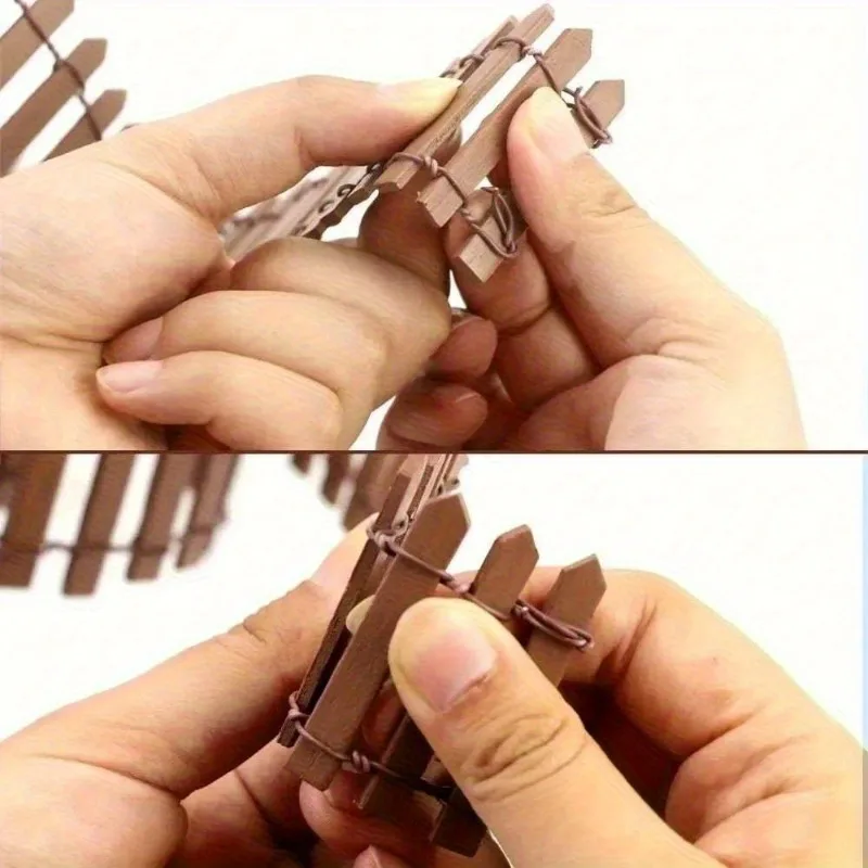 Miniature Garden Fence Wood Picket Fence Palisade Decorative Fence Fencing for Outdoor or House Decor Moss Framing Ornaments