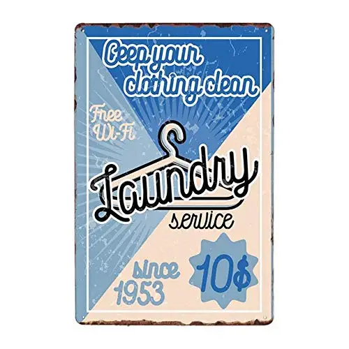 

Metal Tin Sign Vintage Chic Art Decoration Laundry Service for Home Bar Cafe Farm Store Garage or Club -Metal Tin Signs, Home Ki