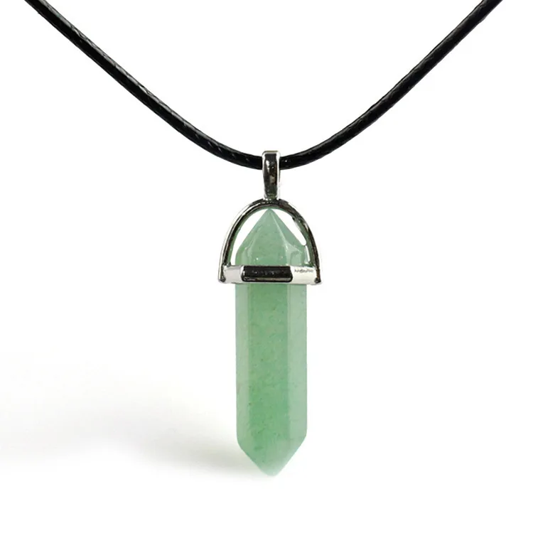 Collar con colgante hexagonal de cristal natural joyas para mujer_voghion.com