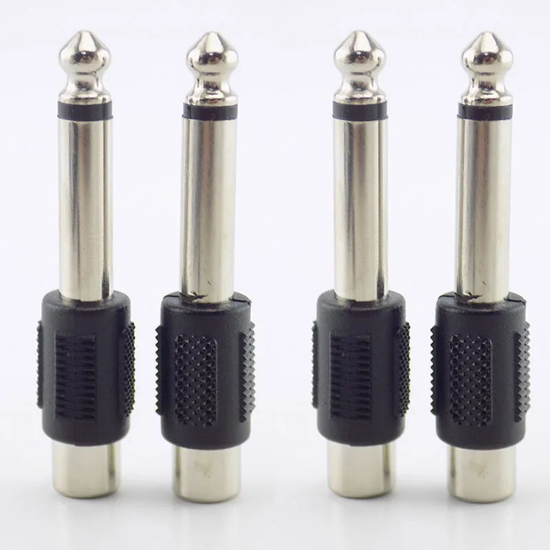 Audio Conversion Cable Audio Cord Cable 4pcs RCA Lotus female seat AV to 6.5 male plug 6.35 mono mixer audio adapter plug DIY FM microphone