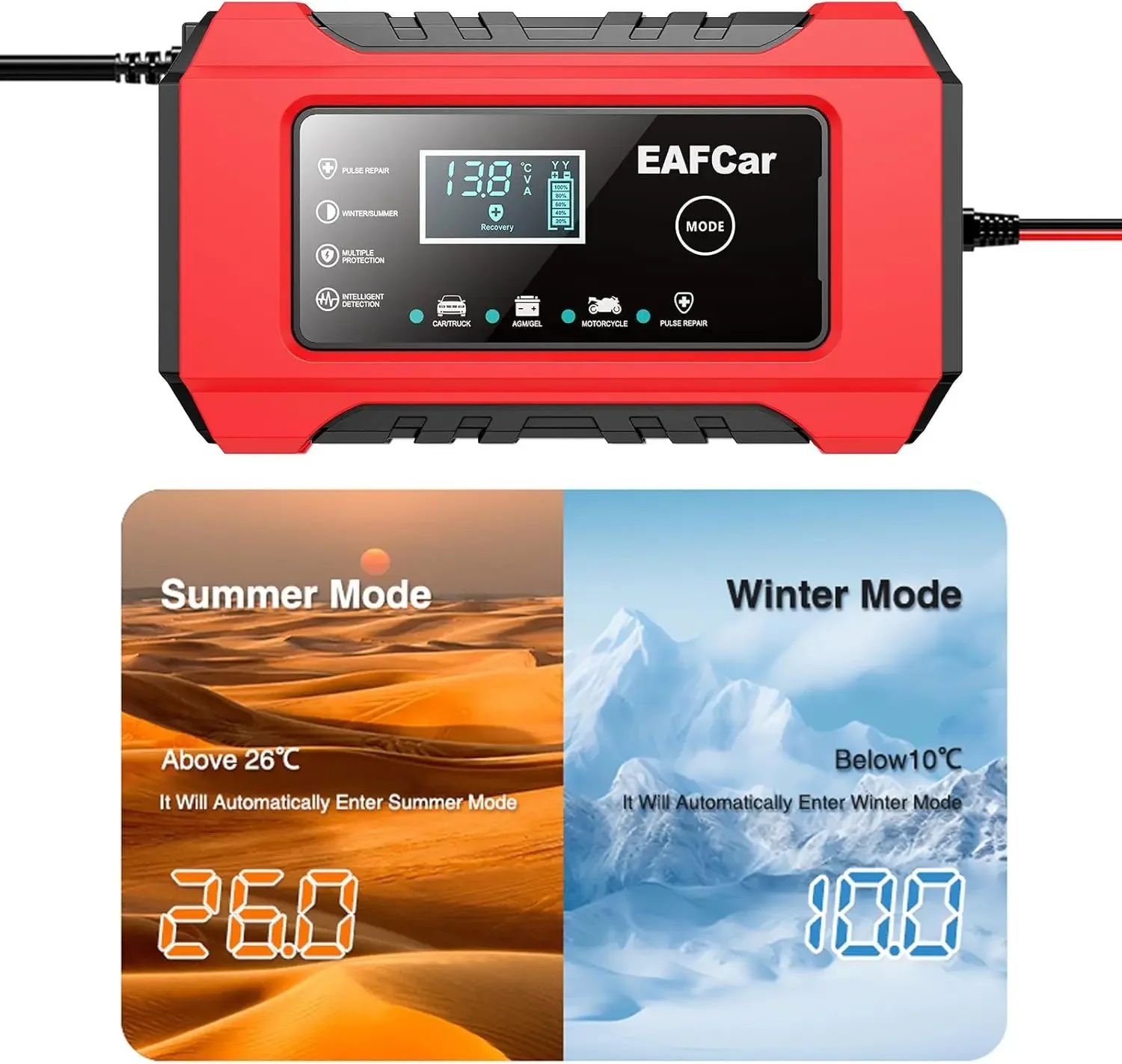 Smart Fully Automatic 12V 6A Car Battery Charger