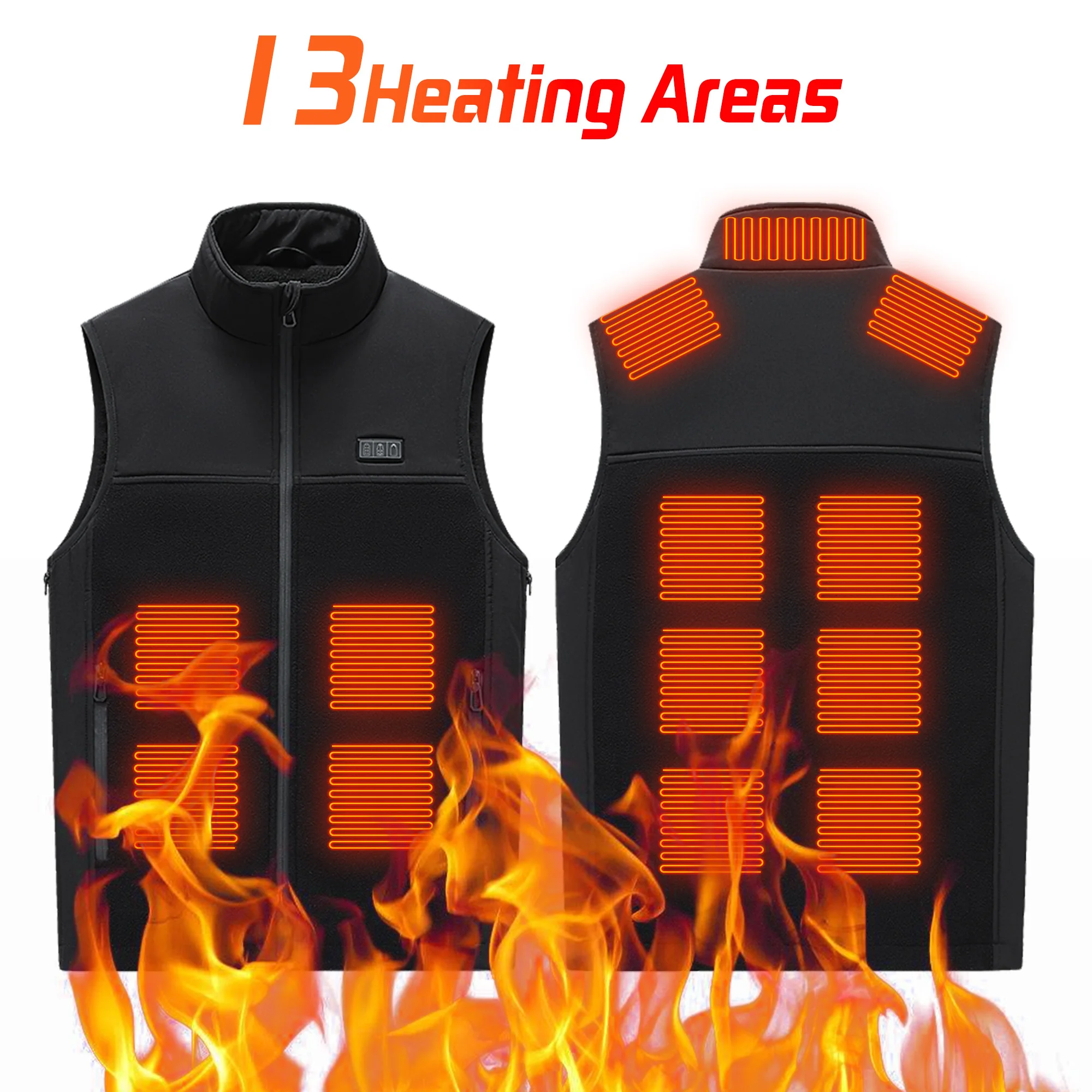 TODWARM ג'קט מחמם פליז עם 13 אזורים, חימום עצמי חשמלי באמצעות USB לנשים, ג'קט מחמם חיצוני לצידוד בחימום