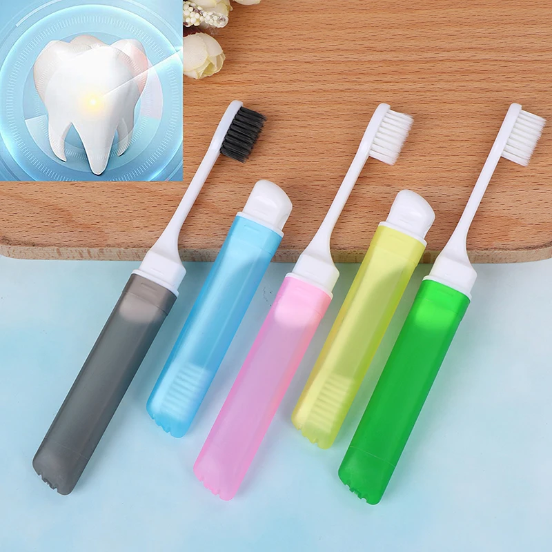 

Colorful Portable Folding Toothbrush Outdoor Travel Foldable Plastic Ultra Fine Soft Bristle Toothbrush