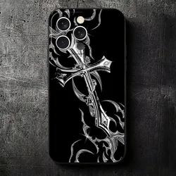 Gothic Cyber Sigil Cross Soft Black Phone Case s Back Cover - iPhone 15 Pro Max (KHTY00753A)