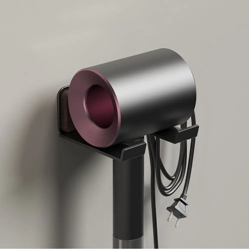 No Drilling Wood Hairdryer Holder Wall Mount Waterproof Hairdryer Storage Rack Easy Installation Rust-proof Bathroom Shelf