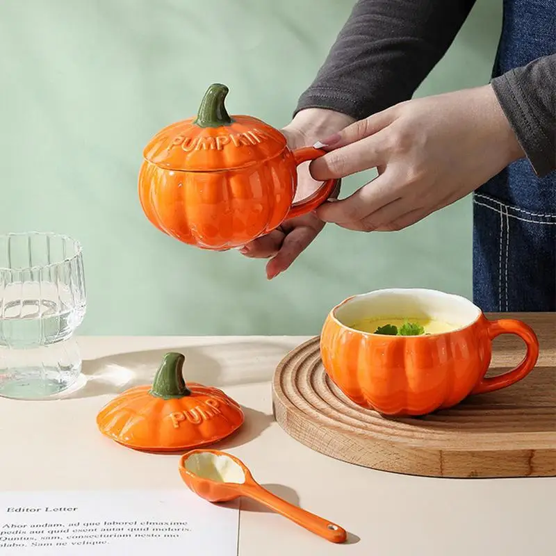 Halloween Pumpkin Cartoon Coffee Mug Pumpkin Cup Cartoon Cup Breakfast Dessert Drinkware Ceramic Mugs