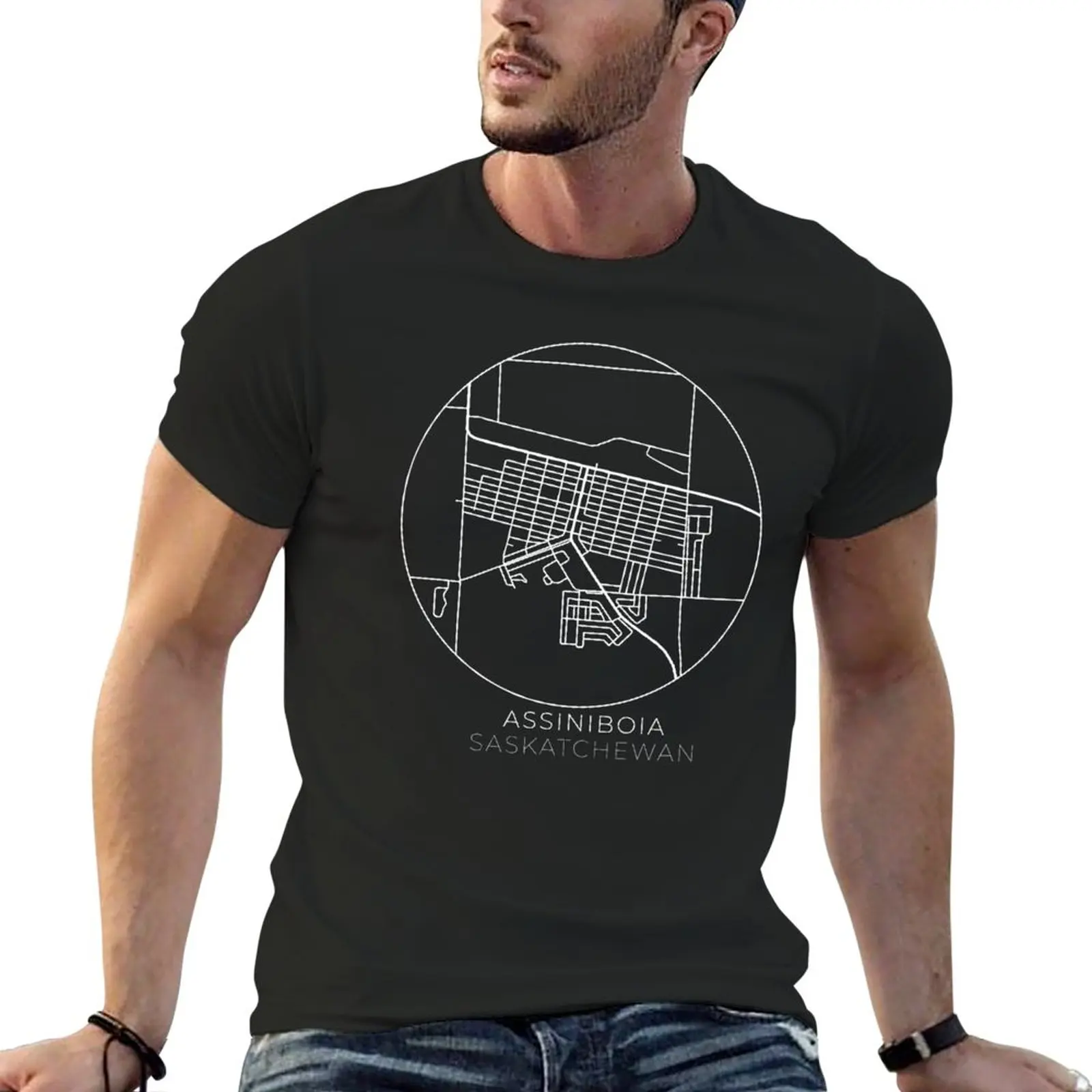 

Assiniboia Map - white T-Shirt summer top korean fashion tops cute clothes plain t shirts men