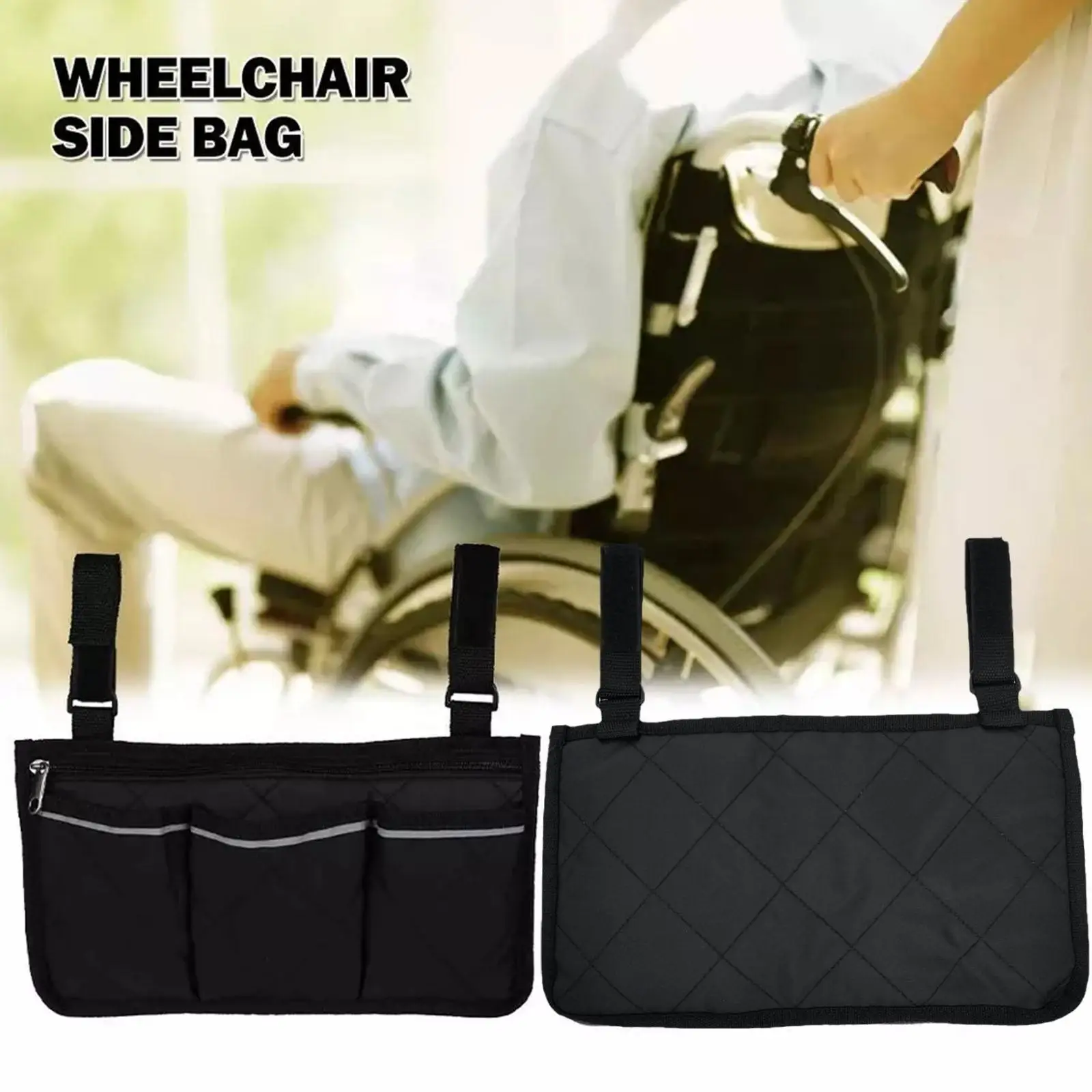 

1pc Wheelchair Armrest Bag Side Storage Bag Multi Pocket Storage Bag With Reflective Strip Storage Wheelchair Hanging Bag