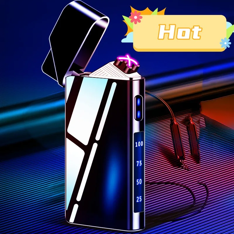 

Electric Plasma Flameless USB Lighter Metal Outdoor Windproof Digital Power Display Touch Sensing Unusual Lighter Gift