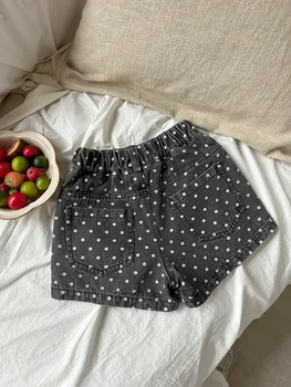 شورت بناتي بولكا دوت جينز ، النسخة الكورية من شورت صيفي غير رسمي ، بنطلون عصري لمدة خمس دقائق ، من 2 إلى 8 سنوات 5