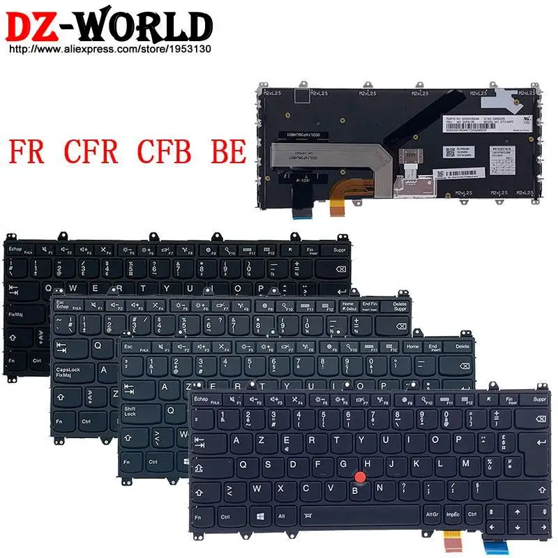 Azerty be Cfb fr Cfr Teclado Retroiluminado Belga Francês Canadense para Lenovo Thinkpad Yoga 260 s1 ° Laptop 00pa130 00pa162 00pa135