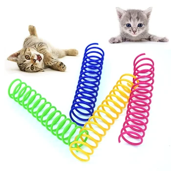 고양이 색상 플라스틱 봄 애완 동물 고양이 장난감, 고양이 상호 작용 제품, 고양이 용품, 4 개/가방