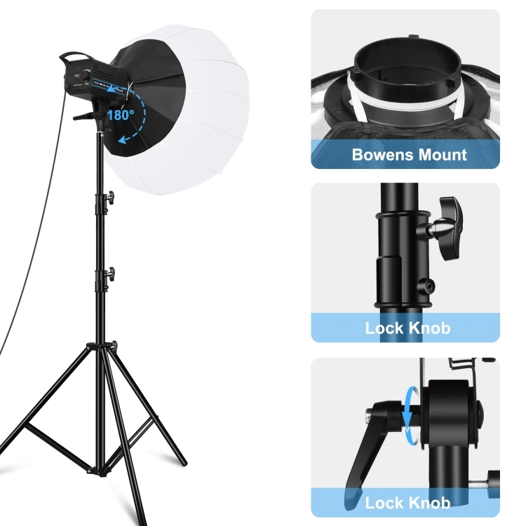 

PULUZ 220V 150W Studio Video Light 2.8m Light Holder 65cm Foldable Led Video Light Lantern Softbox Photography Kit
