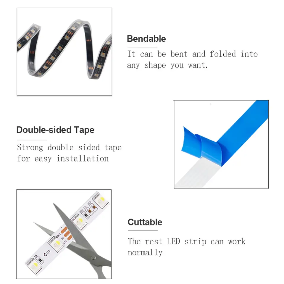 1-5M SK6812 RGBW RGBWW LED Strip Light 5050SMD 4 IN 1 60LEDs/m Addressable LED Pixel Tape White/Black PCB IP30 IP65 IP67 DC12V image 3