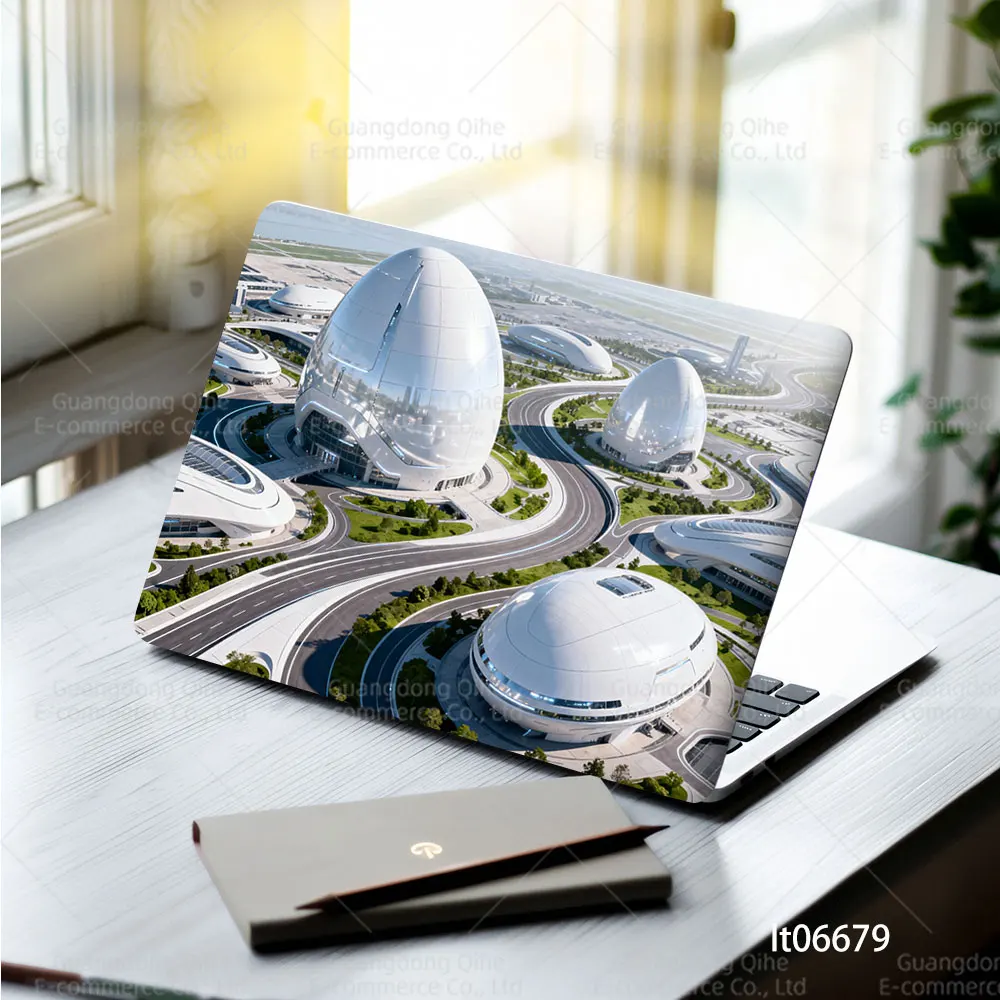 Futuristic City Design Laptop Skin Sticker Set - 2 Piece Decal Cover