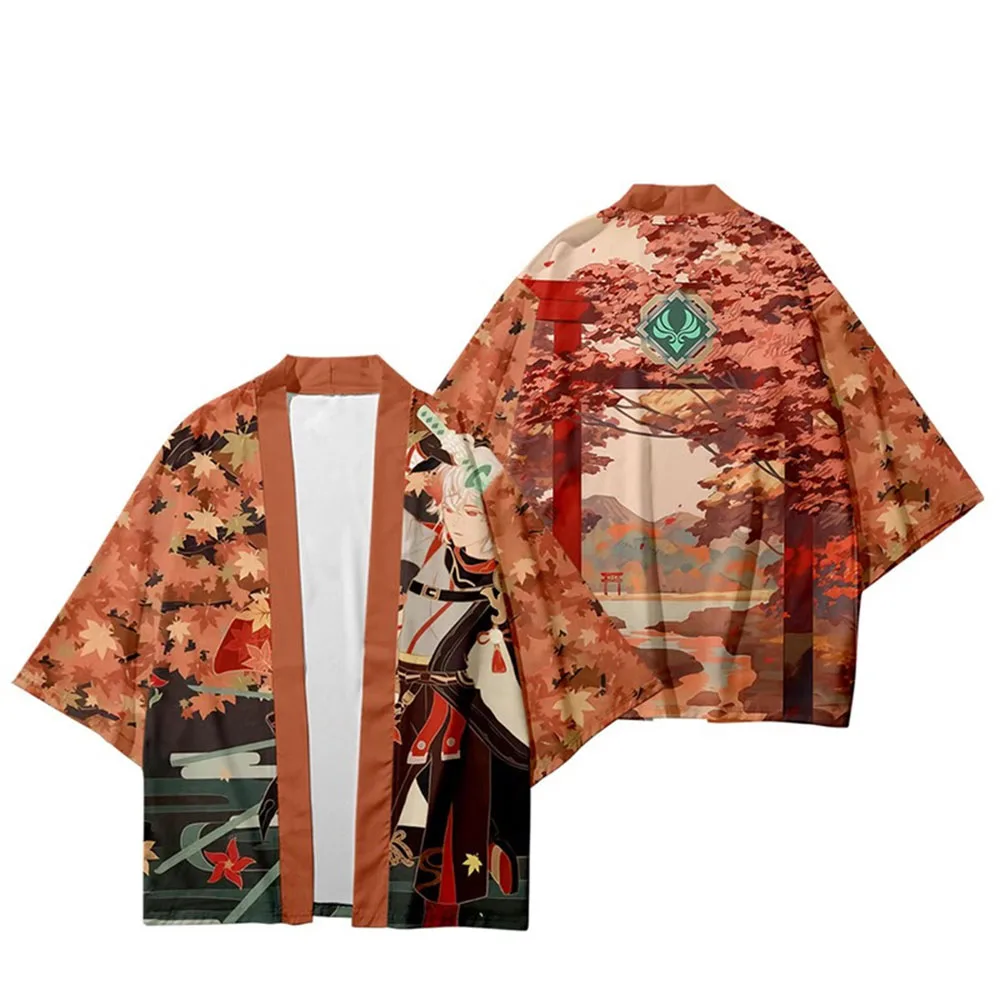 

Hot Genshin Impact Hu Tao Kamisato Ayaka Kimono Cardigan Cosplay Print T-Shirts Cardigan Haori Yukata Streetwear Tops Oversized