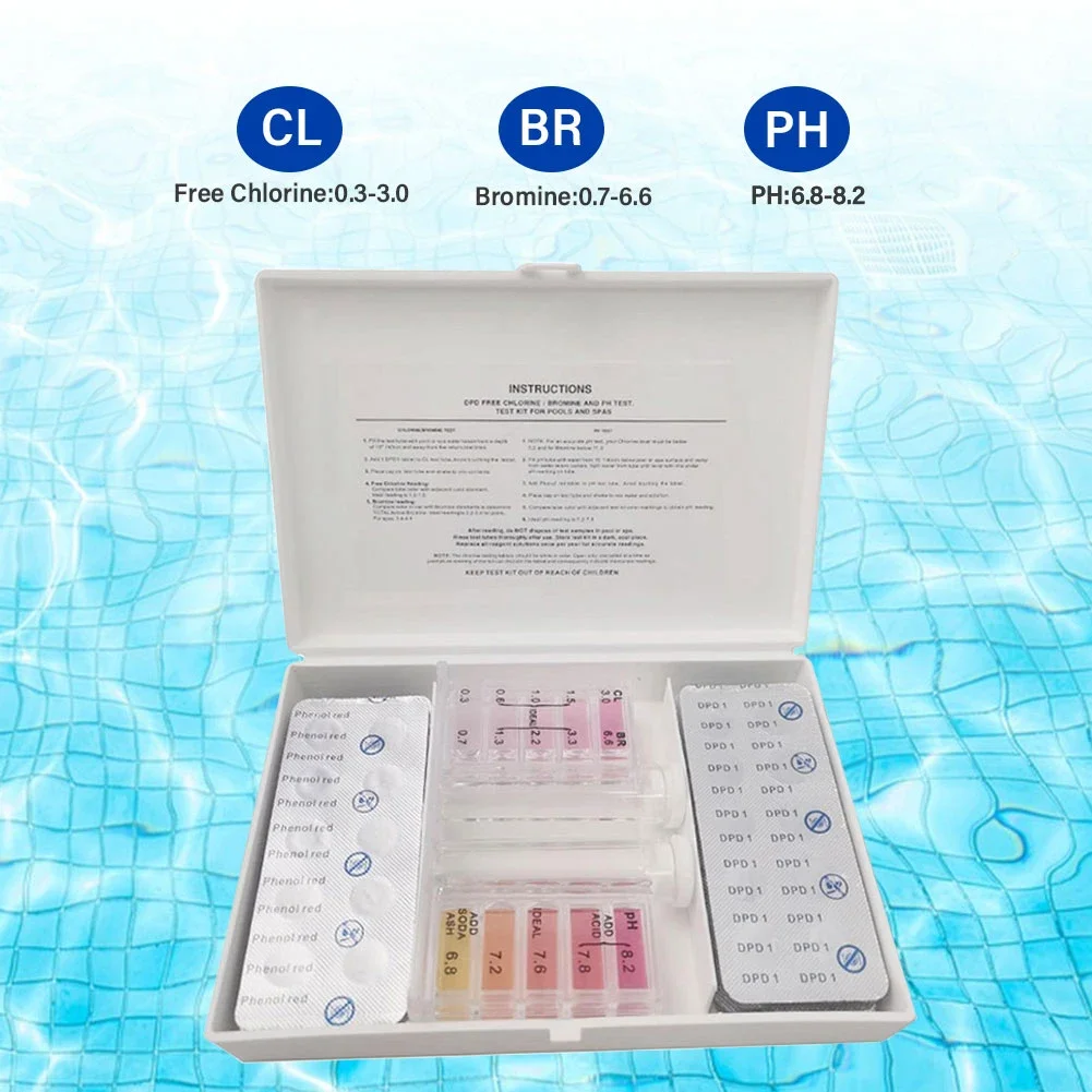 3in1 Pool Water Test Kit PH Testing Water Quality With Box Outdoor Swimming Pool Quality Testing Tool Accessories water quality test kit