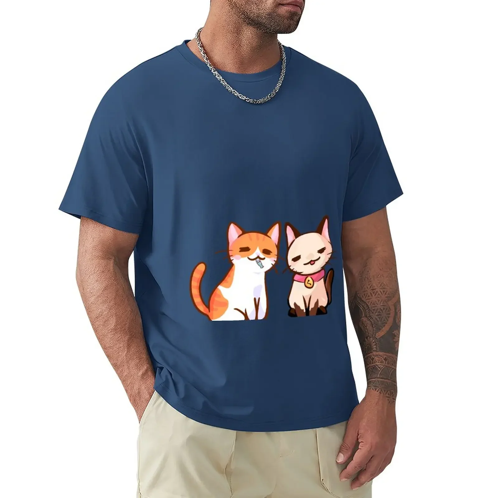 

Two Sleepy Cats T-Shirt funnys hippie clothes customs anime Men's t shirts