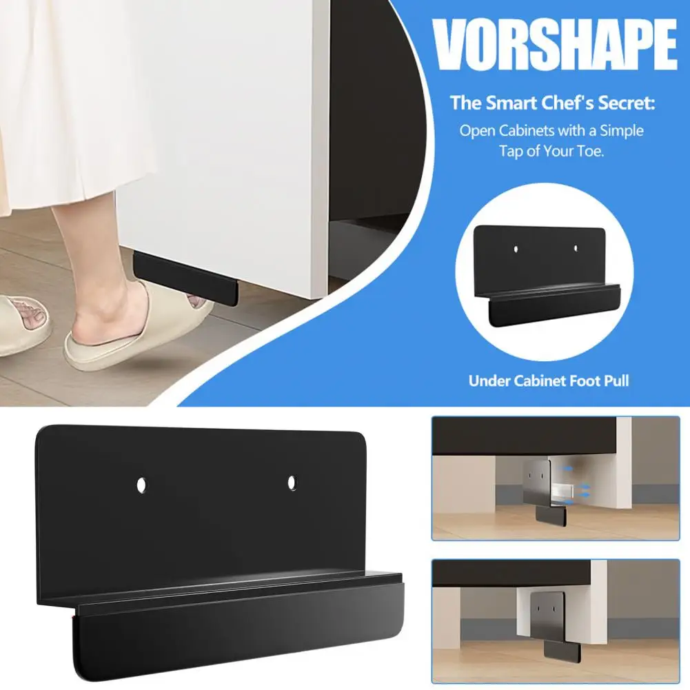 1/2Pcs Trash Cabinet Foot Handle Metal Hands-free Screw Mounted Kitchen Cabinet Door Edge Trash Drawer Foot Pull Handle