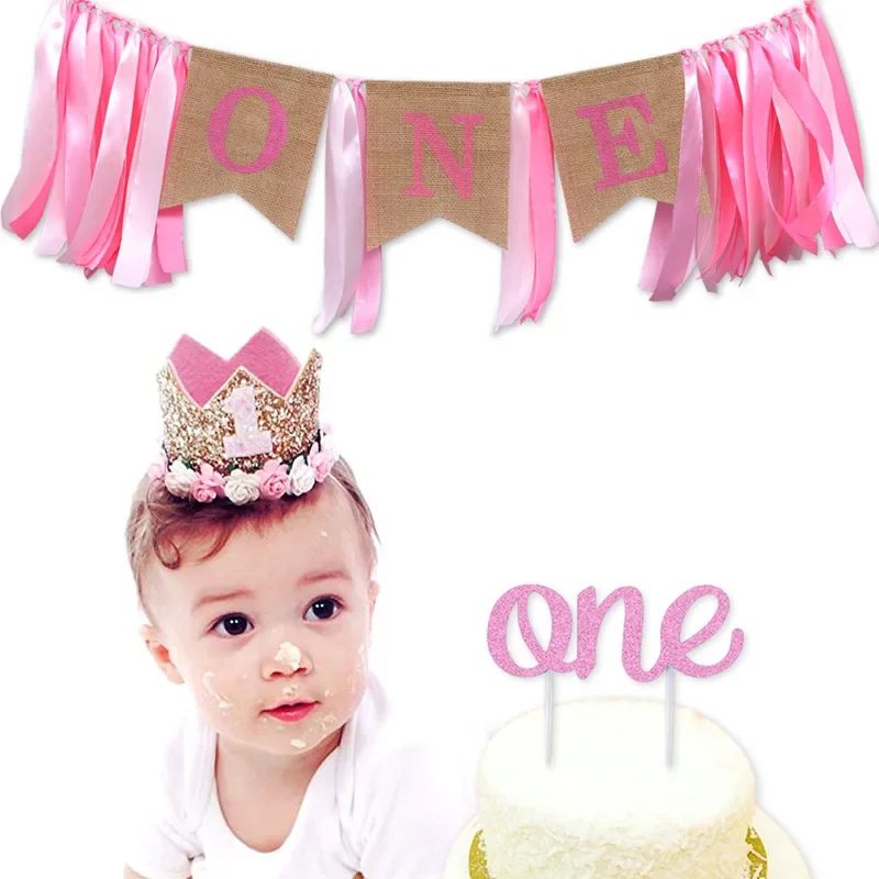 1 Year old baby birthday crown first 1st happy birthday party decor kids boy girl baby shower party decoration hat supplies baby crown hat birthday crown party hat
