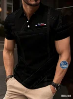 Nouveau en grande taille hommes sans DENIM 3D Golf Polo Simple affaires à manches courtes revers Polo quotidien fête vêtements pour hommes 6