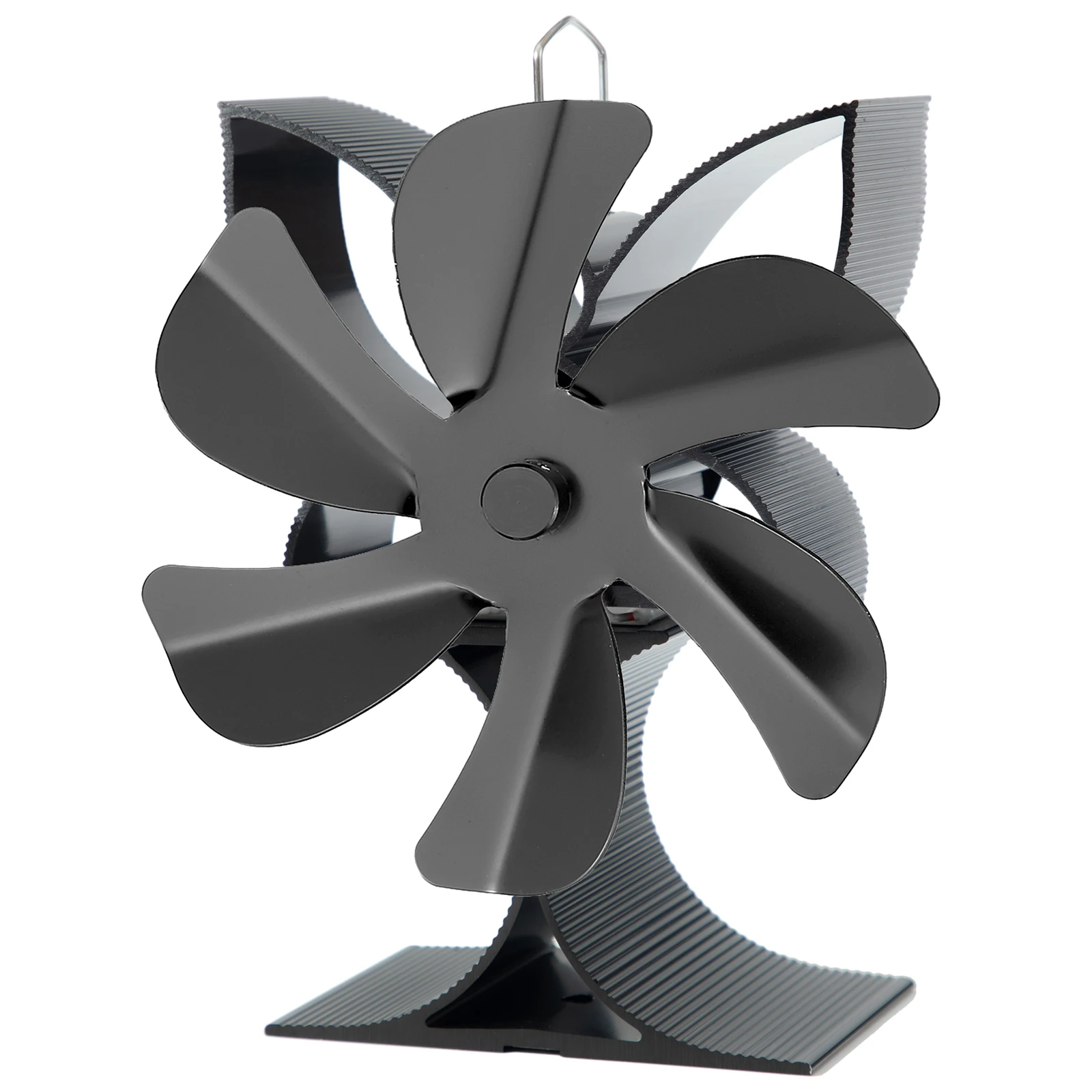 Stove Fan Fireplace Fan Home Accessories 1400rpm 6 Blade Aluminum Black Color Silent Operation Home Improvement