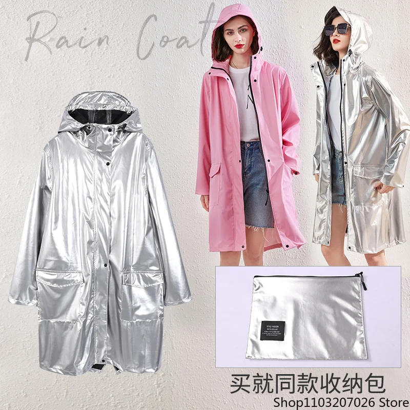 

Women Fashion Long Raincoat Rain Coat Waterproof Rain Jacket coat Windbreaker