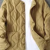 2023 Autumn Winter O-neck Quilted Jacket Men's Versatile  Green  Retro Thickened Coat Men Techwear Button Up Oversize Jacket 6