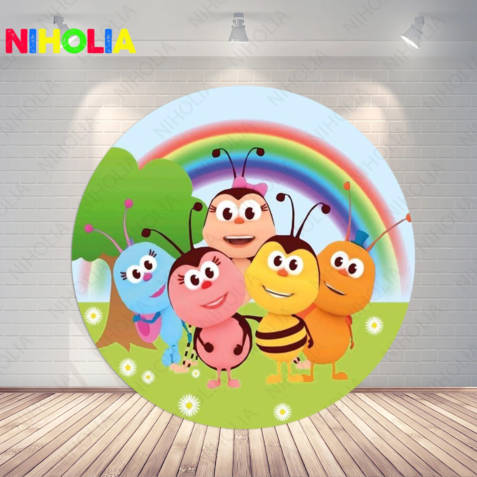 Niholia Bichi дети фото фон круг крышка Дети День рождения красочная пчела фотография Фон круглый фото стенд опора