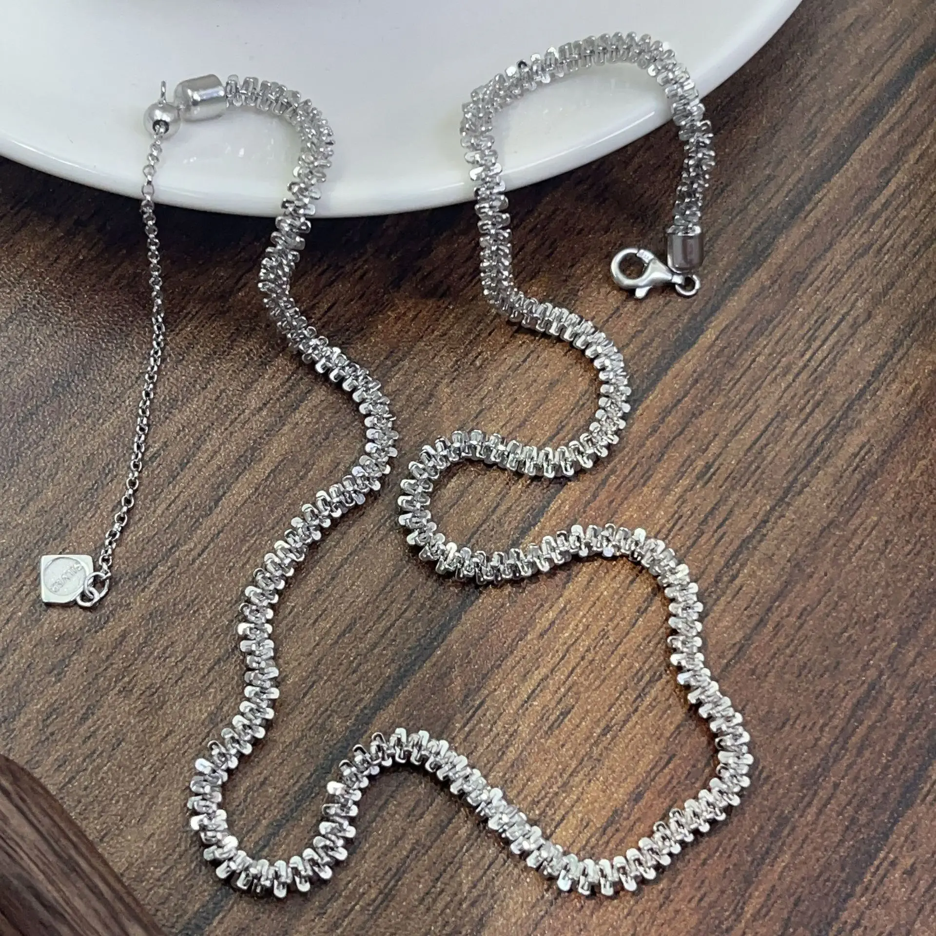 BPOYB S925 Pure Sterling Silver Starry Sparkling Necklace Collarbone Handmade Snake Pendant Chain Fashion Luxury High Quality