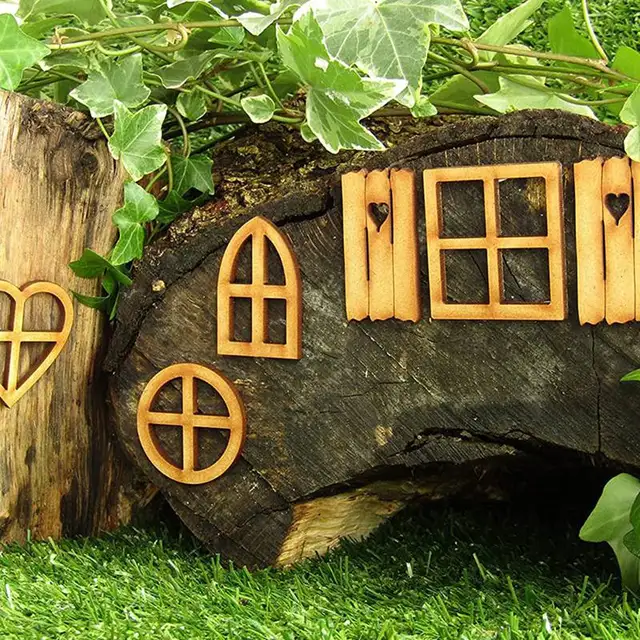 Mini Tündér Gnome Ajtó A Fa Kézzel Készített Kerti Szobor Szobrok Dekoráció Kültéri Kert 3D Ház - Image 5
