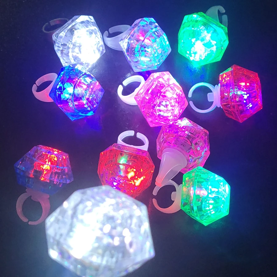 Description Picture 2 of item24Pcs LED Flashing Diamond Rings 3 Modes Light up Rings Colorful Flash Finger Light Wedding Party Glow In The Dark Party Supply