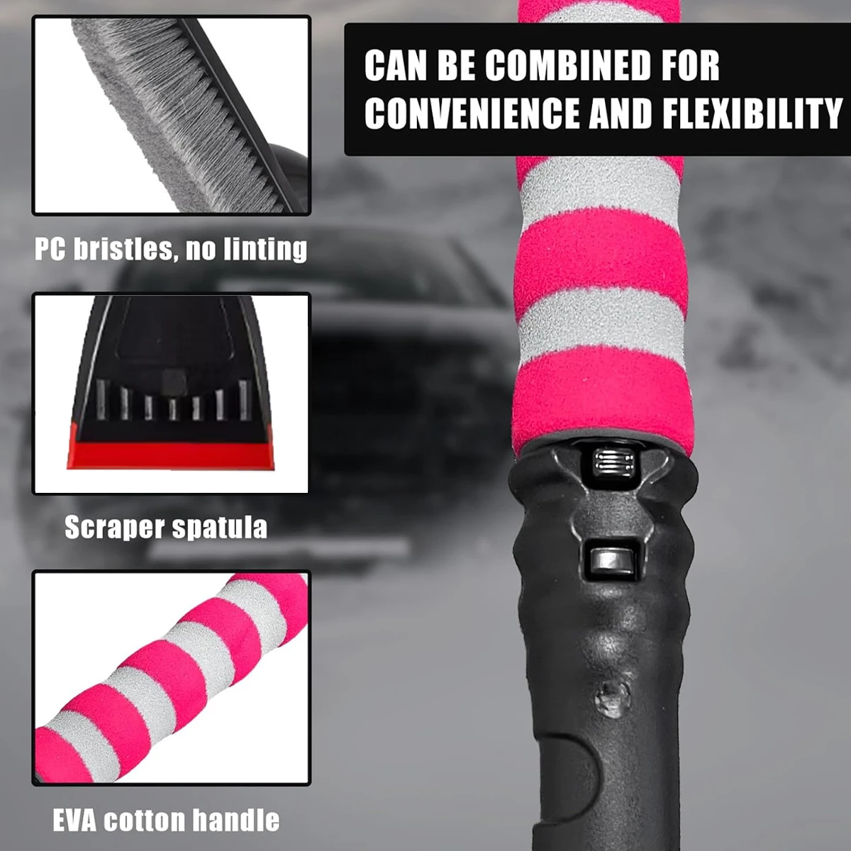 Winter Auto Cleaning Brush EVA Foam Handle Multipurpose Snow Cleaning Brush Detachable Ice Scraper Emergency Snow Remover Shovel