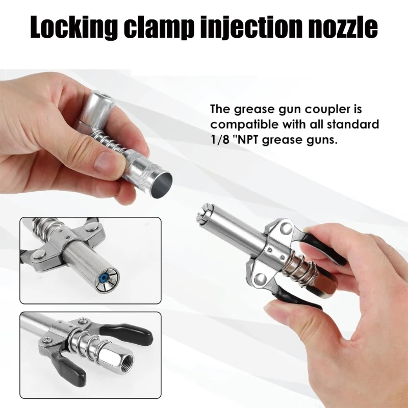Grease Guns Needle Nozzle Couplers Fittings, 90 Degree Lubrication Tool Suitable for Hard to Reach Fittings Repair Shops